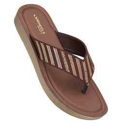 daily wear slippers brown striped pattern Winheels 
